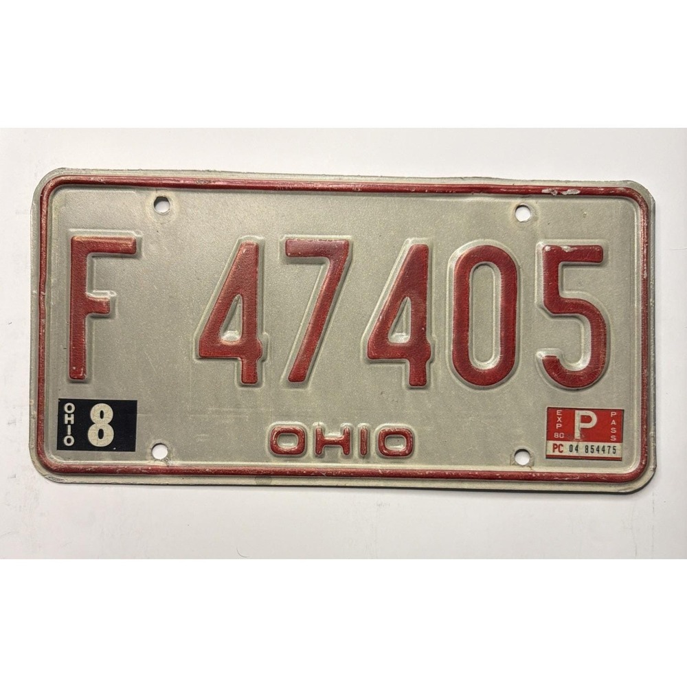 1980 Ohio License Plate # F 47405